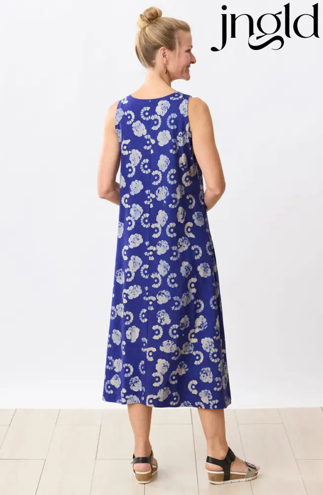 Supriya Jersey A-line Midi Tank Dress - Cobalt/Multi