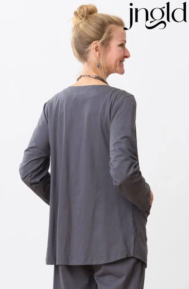 Tulika Long-Sleeve Soft Knit Jacket - Graphite
